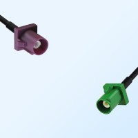 Fakra E 6002 Green Male - Fakra D 4004 Bordeaux Male Cable Assemblies