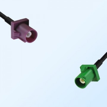 Fakra E 6002 Green Male - Fakra D 4004 Bordeaux Male Cable Assemblies