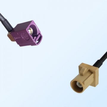 Fakra I 1001 Beige Male Fakra D Bordeaux Female R/A Cable Assemblies