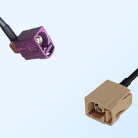Fakra I 1001 Beige Female Fakra D Bordeaux Female R/A Cable Assemblies