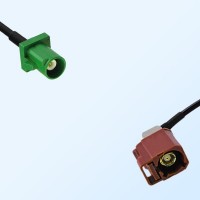 Fakra F 8011 Brown Female R/A Fakra E 6002 Green Male Cable Assemblies
