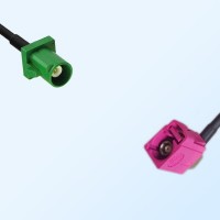 Fakra H 4003 Violet Female R/A Fakra E 6002 Green Male Cable Assembly