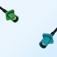 Fakra Z 5021 Water Blue Male Fakra E 6002 Green Male Cable Assemblies