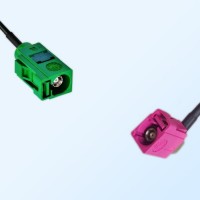 Fakra H 4003 Violet Female R/A Fakra E 6002 Green Female Cable
