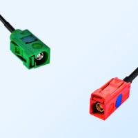Fakra L 3002 Carmin Red Female Fakra E 6002 Green Female Cable