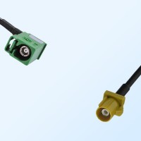 Fakra K 1027 Curry Male Fakra E 6002 Green Female R/A Cable Assemblies