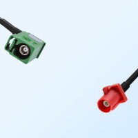 Fakra L 3002 Carmin Red Male Fakra E 6002 Green Female R/A Cable