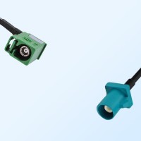 Fakra Z Water Blue Male Fakra E 6002 Green Female R/A Cable Assemblies