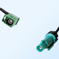 Fakra Z Male Waterproof to Fakra E 6002 Green Female Right Angle Cable