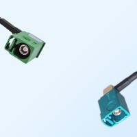 Fakra Z Water Blue Female R/A Fakra E 6002 Green Female R/A Cable
