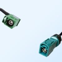 Fakra Z Female Waterproof to Fakra E 6002 Green Female R/A Cable