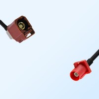 Fakra L 3002 Carmin Red Male Fakra F 8011 Brown Female R/A Cable