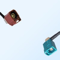 Fakra Z Water Blue Female R/A Fakra F 8011 Brown Female R/A Cable