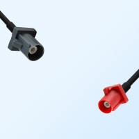 Fakra L 3002 Carmin Red Male - Fakra G 7031 Grey Male Cable Assemblies