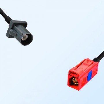 Fakra L 3002 Carmin Red Female Fakra G 7031 Grey Male Cable Assemblies