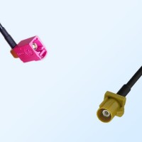 Fakra K 1027 Curry Male Fakra H 4003 Violet Female R/A Cable Assembly