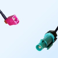 Fakra Z Male Waterproof to Fakra H Violet Female Right Angle Cable