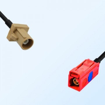 Fakra L 3002 Carmin Red Female Fakra I 1001 Beige Male Cable Assembly