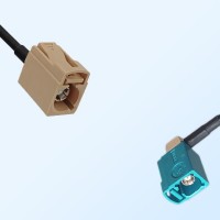 Fakra Z Water Blue Female R/A Fakra I 1001 Beige Female Cable Assembly