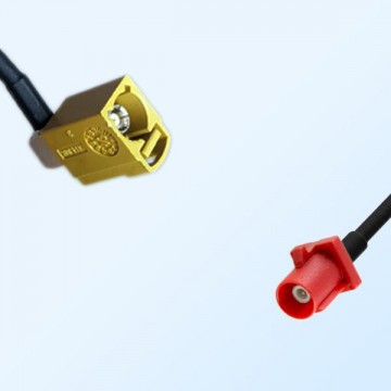 Fakra L 3002 Carmin Red Male Fakra K 1027 Curry Female R/A Cable