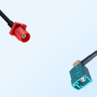 Fakra L 3002 Carmin Red Male Fakra Z Water Blue Female R/A Cable