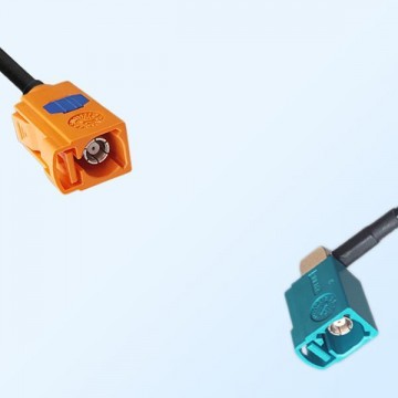 Fakra M 2003 Pastel Orange Female Fakra Z Water Blue Female R/A Cable