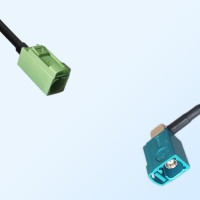 Fakra N 6019 Pastel Green Female Fakra Z Water Blue Female R/A Cable