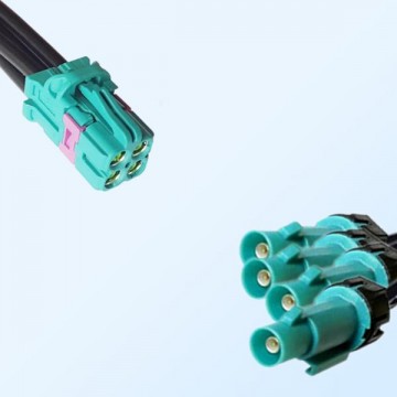 TE Compatible Mini Fakra Z Female to 4x Fakra Z Male Waterproof Cable Assembly
