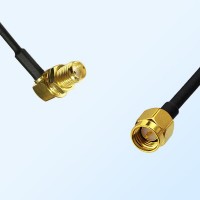 75Ohm SMA Bulkhead Female Right Angle - SMA Male Jumper Cable