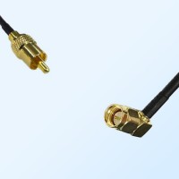 75Ohm RCA Male - SMA Male Right Angle Jumper Cable