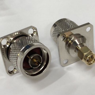 4 Hole Panel Mount 25x25mm N Male to SMA Male RF Adapter