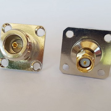 4 Hole Panel Mount 25x25mm N Female to SMA Male RF Adapter