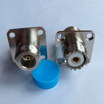4 Hole Panel Mount 25x25mm N Female to UHF Female RF Adapter