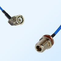 N Bulkhead Female with O-Ring - BNC Male R/A Semi-Flexible Cable