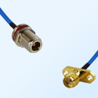 SMA Female 2 Hole - N Bulkhead Female with O-Ring Semi-Flexible Cable