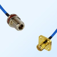 SMA Female 4 Hole - N Bulkhead Female with O-Ring Semi-Flexible Cable