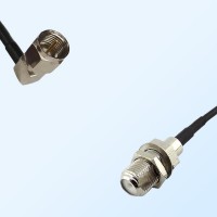 F Bulkhead Female - F Male Right Angle Coaxial Jumper Cable