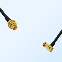 MCX/Bulkhead Female - MCX/Female Right Angle Coaxial Jumper Cable