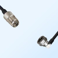 Mini UHF/Female - QN/Male Right Angle Coaxial Jumper Cable