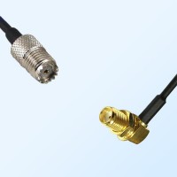 Mini UHF/Female - SMA/Bulkhead Female Right Angle Coaxial Jumper Cable