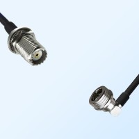 Mini UHF/Bulkhead Female - QN/Male Right Angle Coaxial Jumper Cable