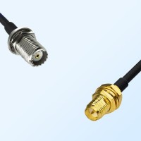 Mini UHF/Bulkhead Female - RP SMA/Bulkhead Female Coaxial Jumper Cable