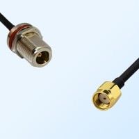 N/Bulkhead Female with O-Ring - RP SMA/Male Coaxial Jumper Cable