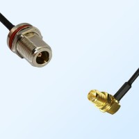 N/Bulkhead Female with O-Ring - RP SMA/Bulkhead Female R/A Cable