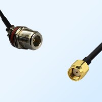 N Bulkhead Female R/A with O-Ring - RP SMA Male Cable Assemblies