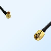 RP MCX/Female Right Angle - RP SMA/Male Coaxial Jumper Cable