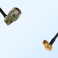 RP TNC/Male Right Angle - SMC/Female Right Angle Coaxial Jumper Cable